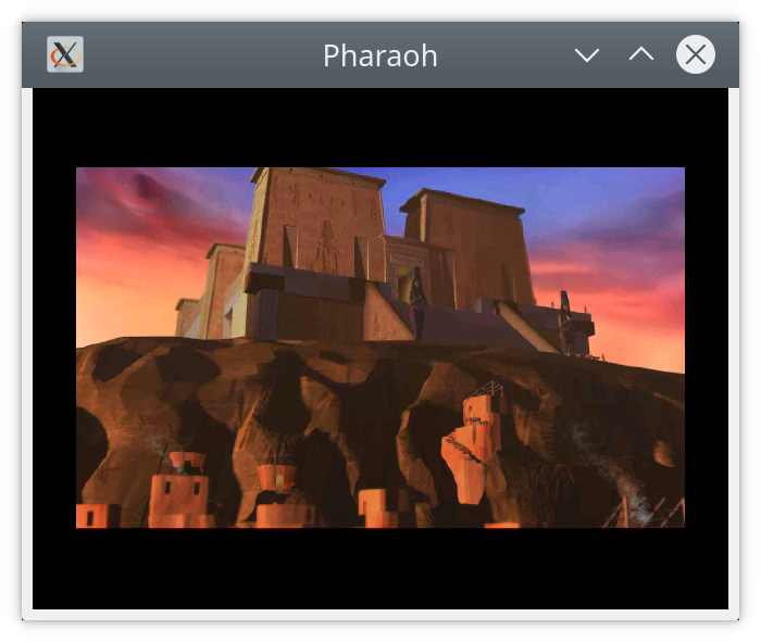 Screenshot of Pharaoh running under Linux (opening cinematic)
